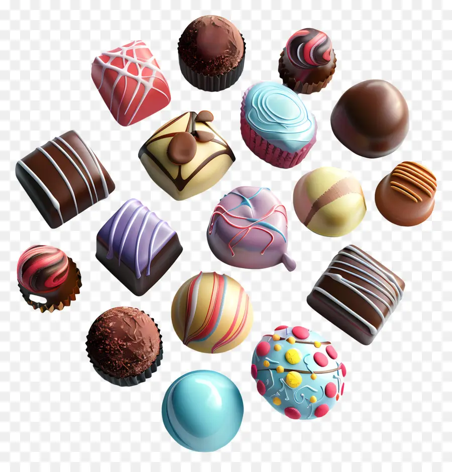 Chocolates Coloridos，Chocolates PNG