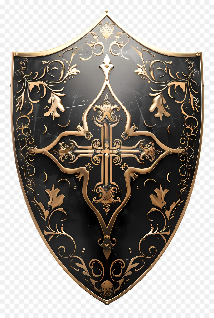 Escudo Protetor，Escudo Preto E Dourado PNG