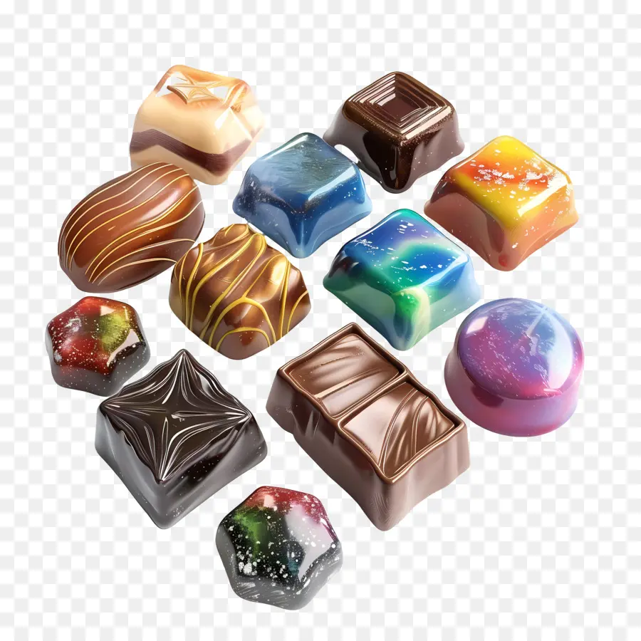 Chocolates Coloridos，Chocolates PNG