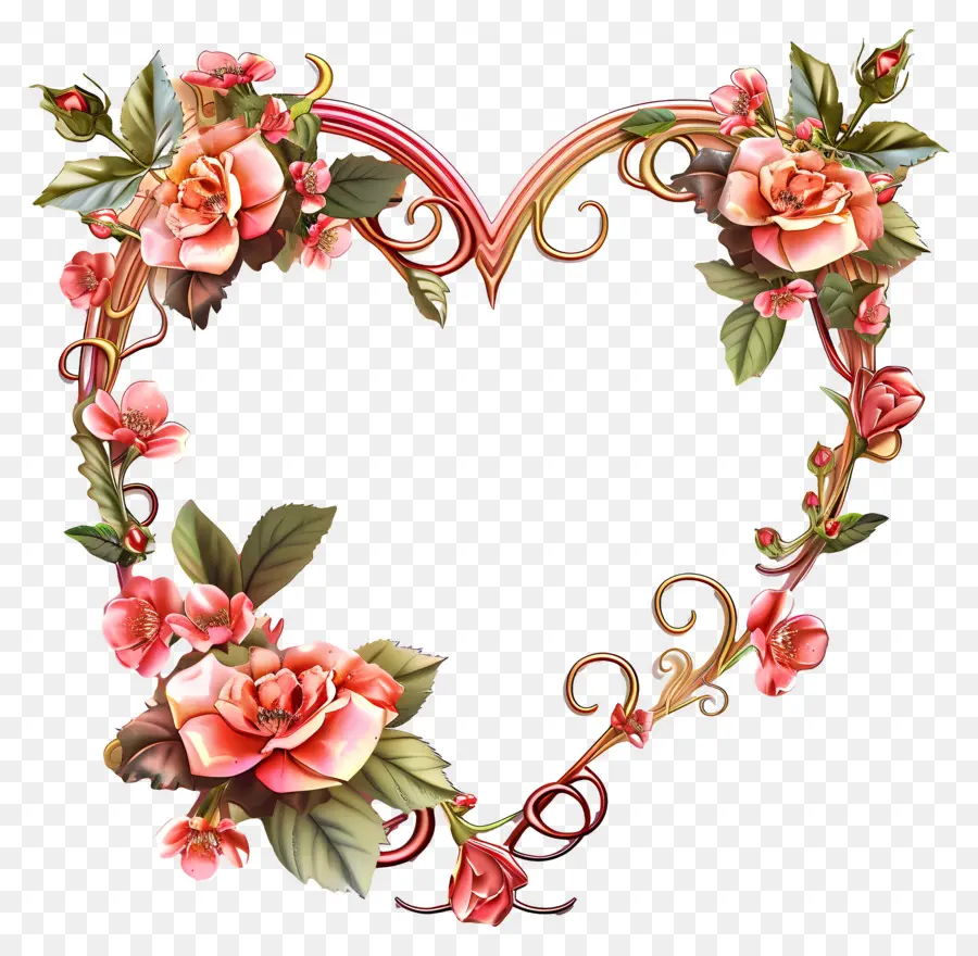 Dia Das Mães，Rose Heart Frame PNG