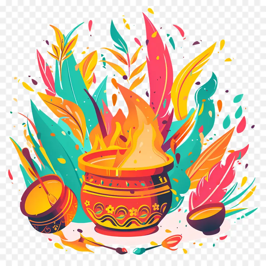 Dhol Lohri，Floral Padrão PNG