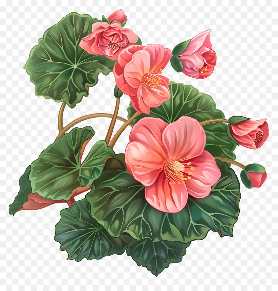 Flor De Begonias，Flores Cor De Rosa PNG