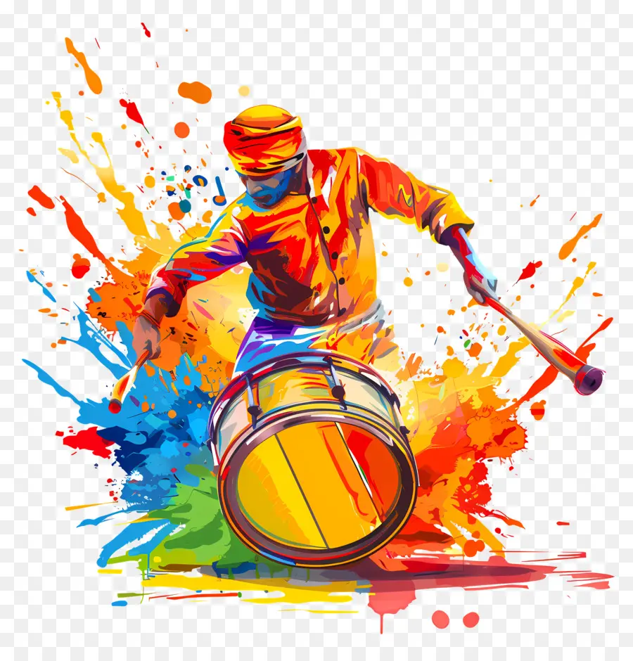 Dhol Lohri，Tinta De Aquarela PNG