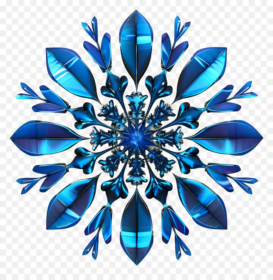 Azul Do Floco De Neve，Design Floral Azul E Branco PNG