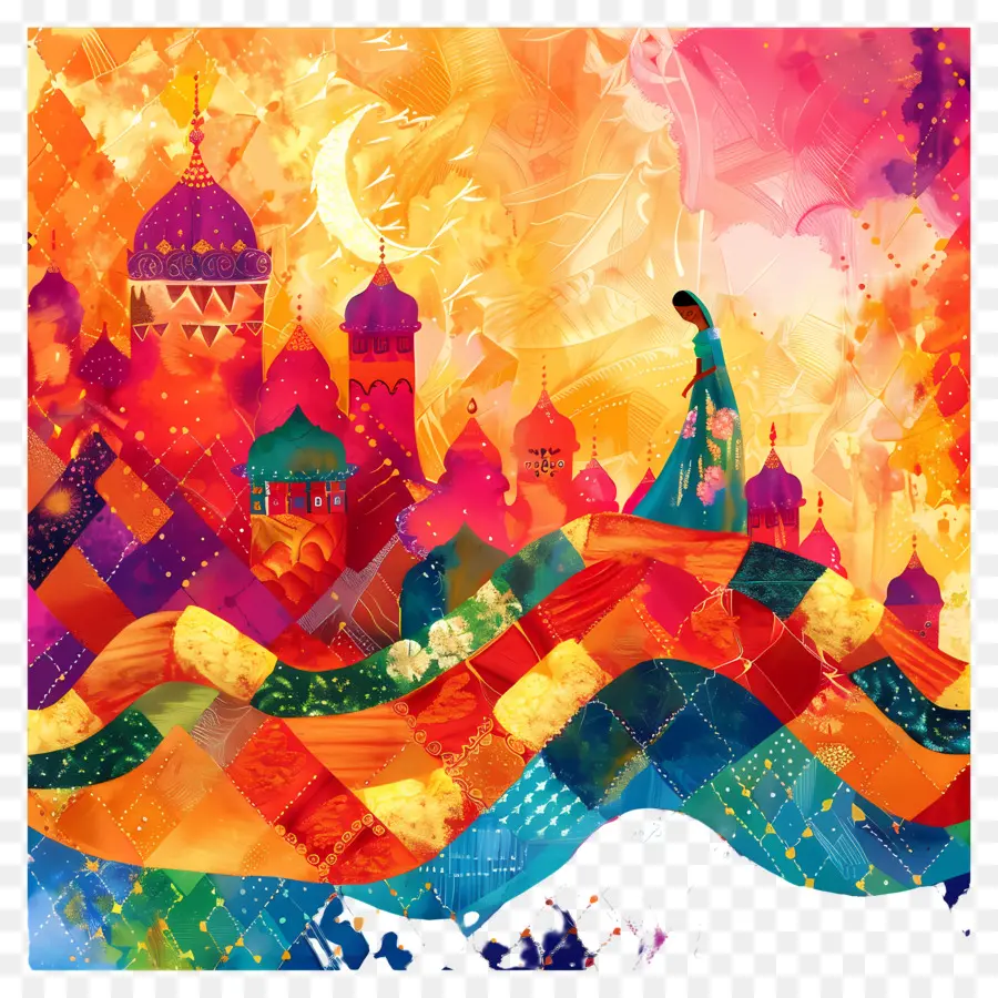 Karwa Chauth，Paisagem Urbana Colorida PNG