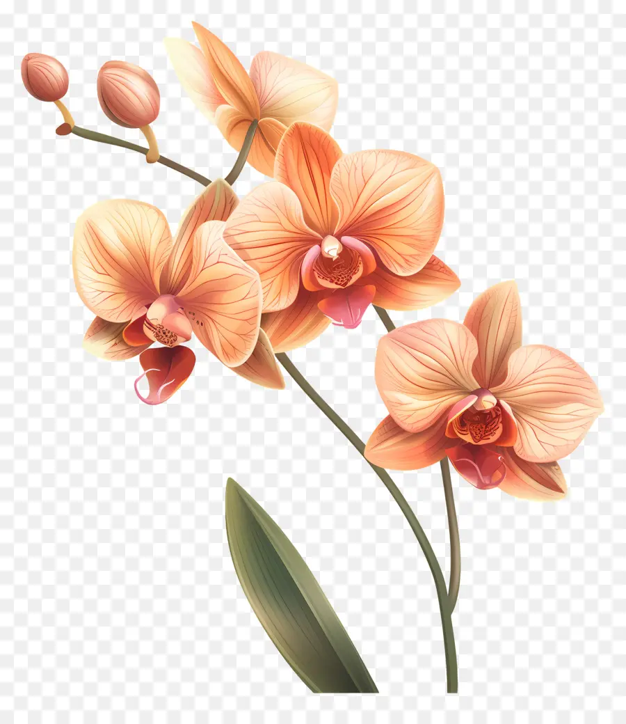 Orquídeas，Flores De Orquídeas Laranja PNG