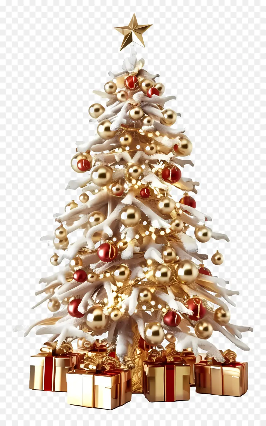 árvore De Natal，Ornamentos De Ouro PNG