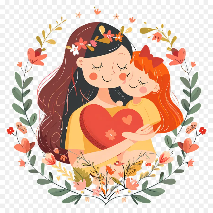 Dia Das Mães，Mother Filha Wreath PNG