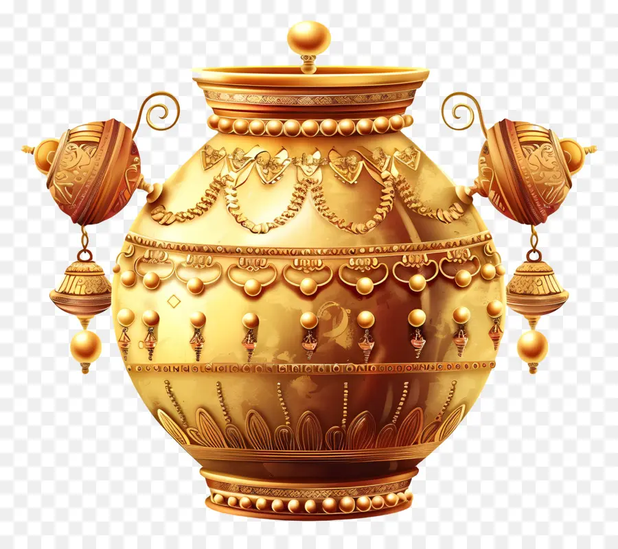 Dhanteras Kalash，Vaso De Ouro PNG