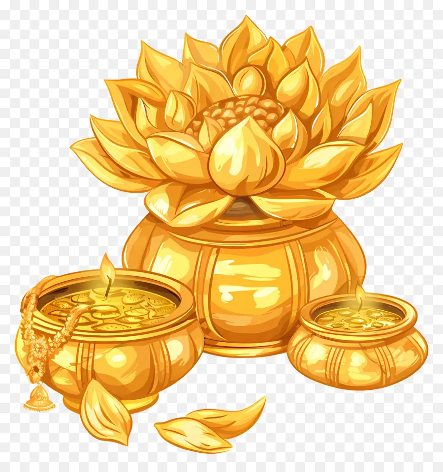 Dhanteras De Ouro，Lótus Dourado PNG