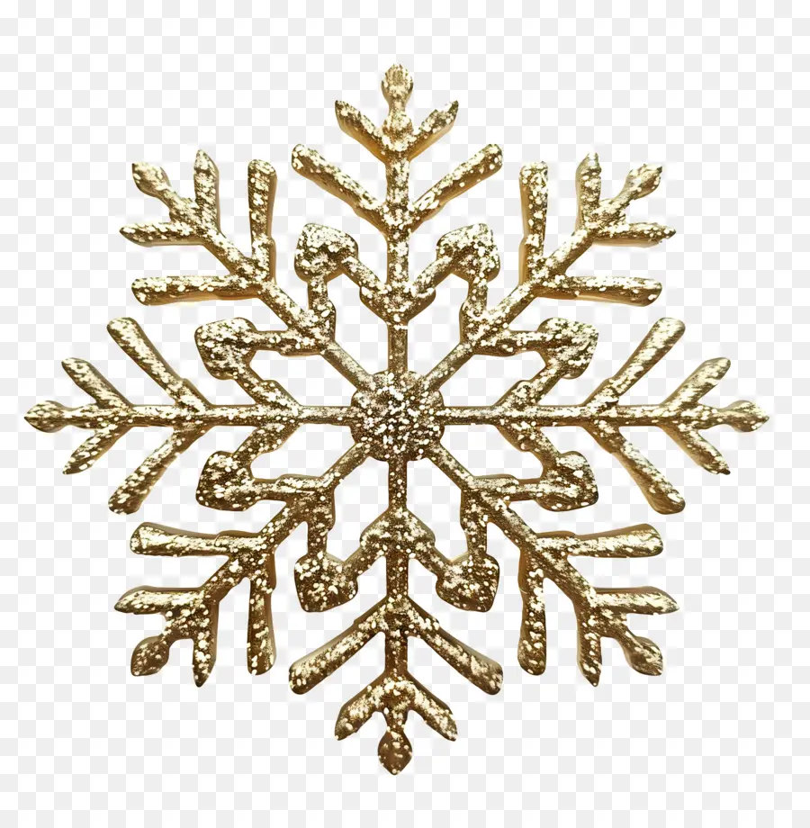 Gold Glitter Snowflake，Floco De Neve Dourado PNG