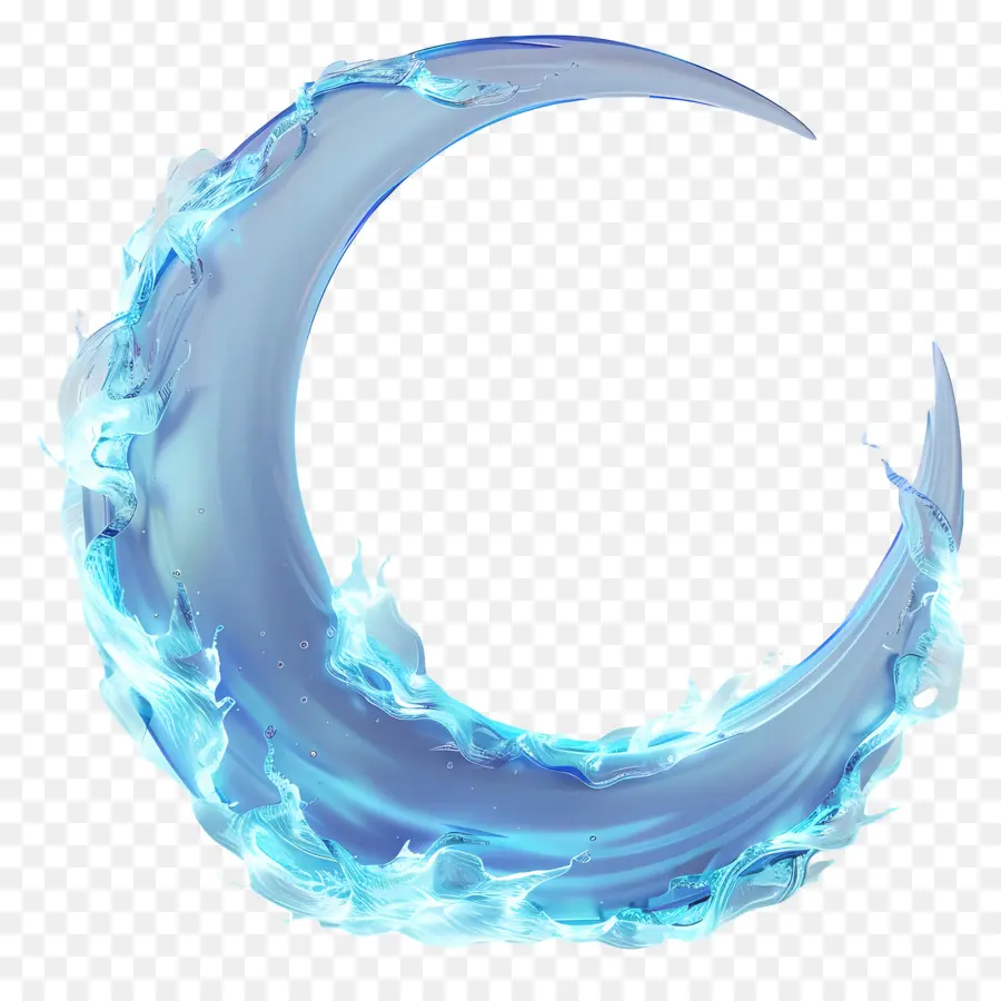 Lua Crescente，Lua Líquida Azul PNG