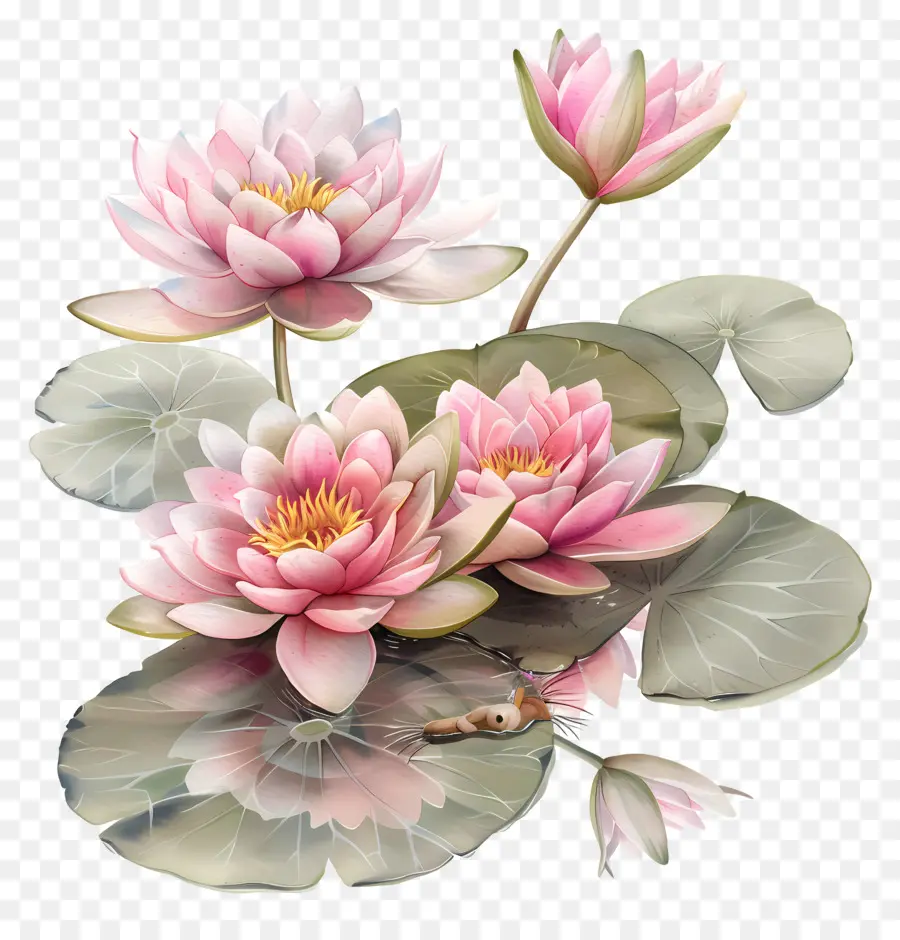 Lírios De água Rosa，Flor De Lótus PNG