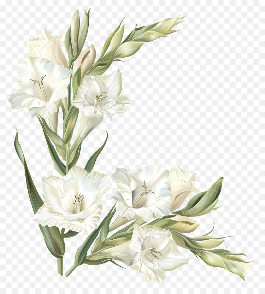 Gladioli Branco，Flores Brancas PNG