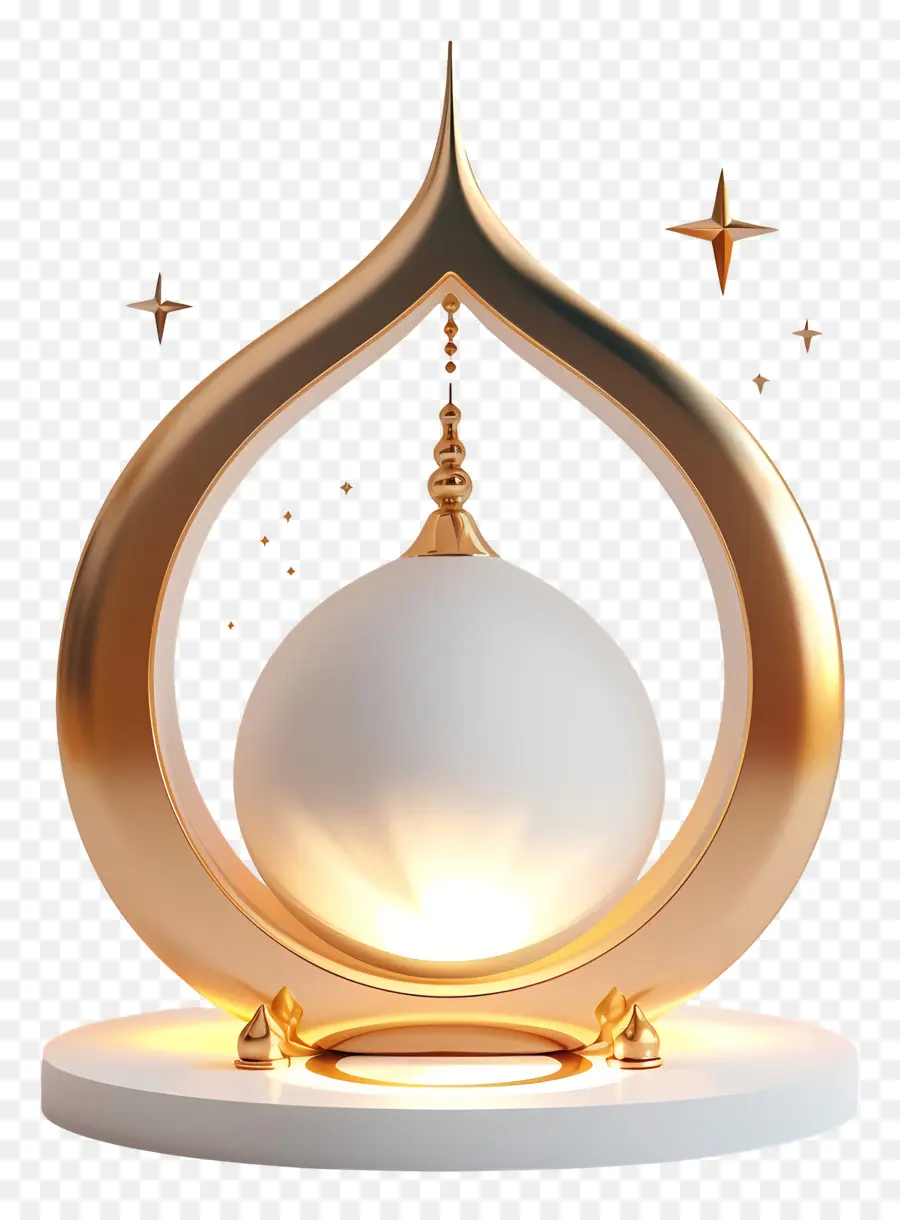 O Ramadã，Lâmpada De Metal De Ouro PNG