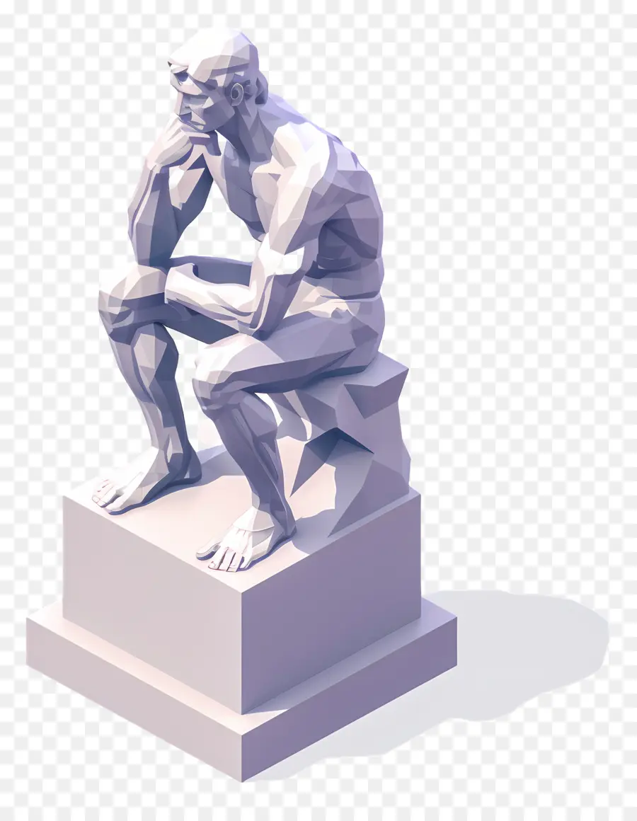 Pensador，Modelo 3d Poli Baixo PNG