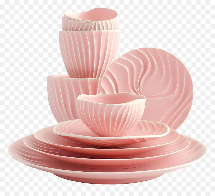 Conjunto De Jantar Em Cerâmica，Utensílios De Cozinha Rosa PNG