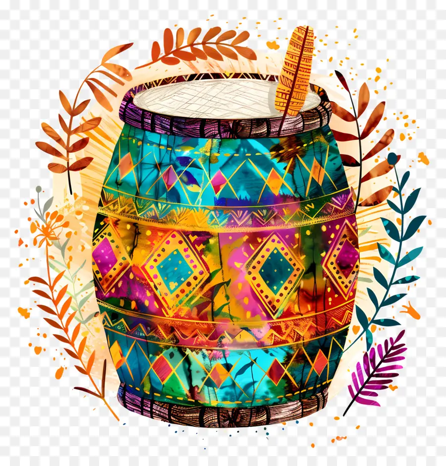 Dhol Lohri，Tambor De Madeira PNG