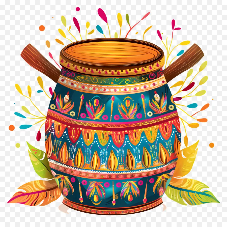 Dhol Lohri，Tambor Colorido PNG