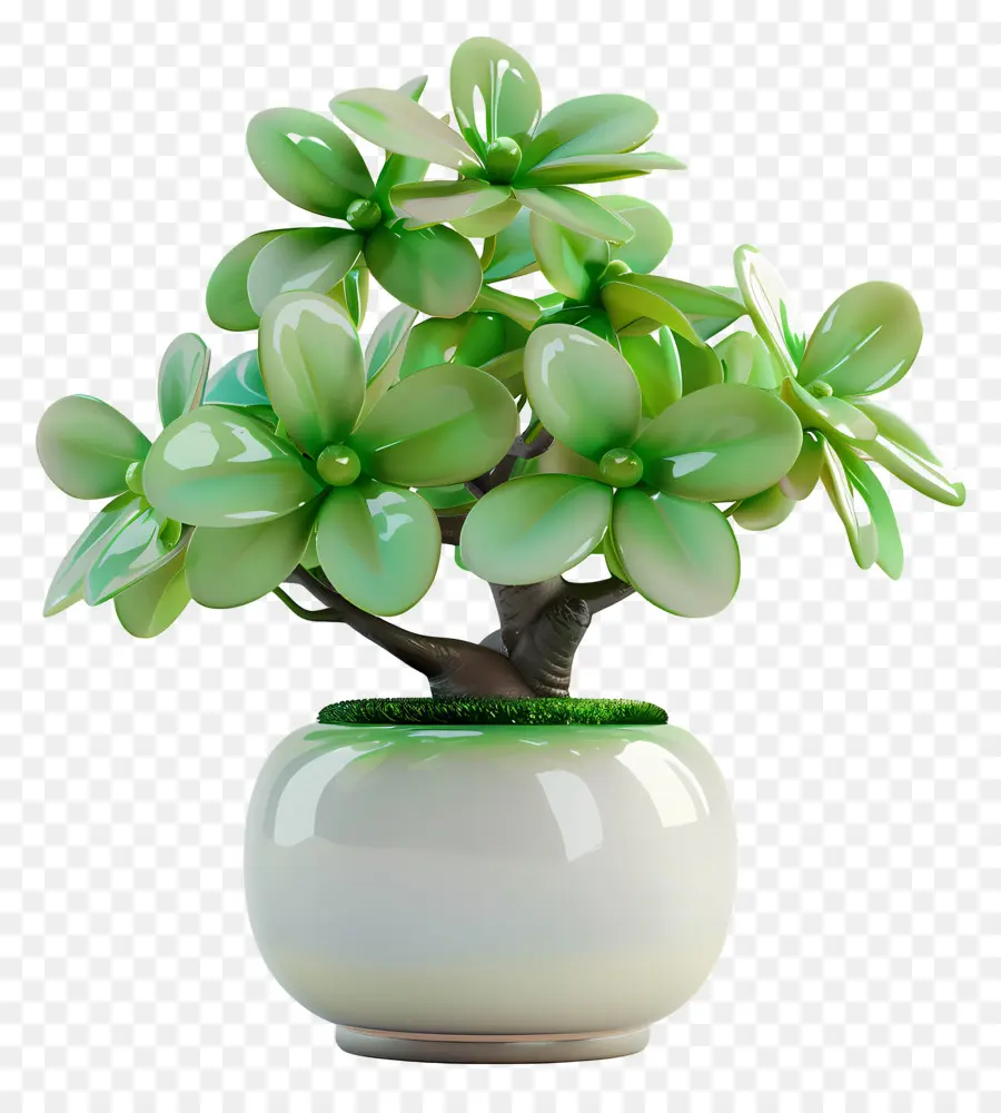 Flor De Jade Em Vasos，A Flor Verde PNG