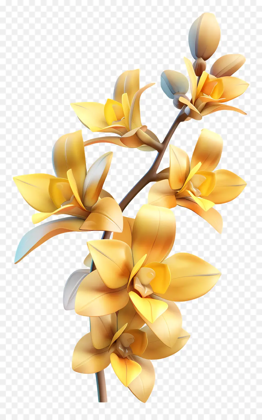 Orquídeas Amarelas，Modelo 3d PNG