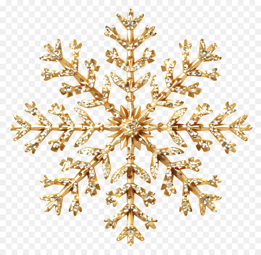 Gold Glitter Snowflake，Floco De Neve PNG