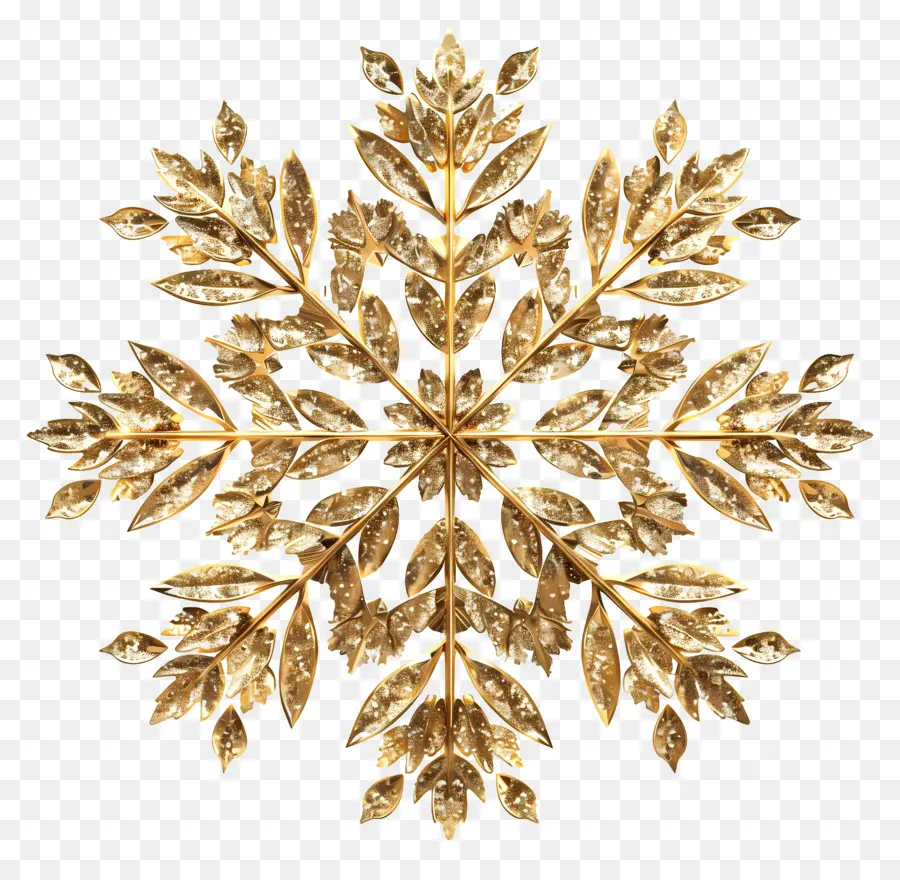 Gold Glitter Snowflake，Floco De Neve Dourado PNG