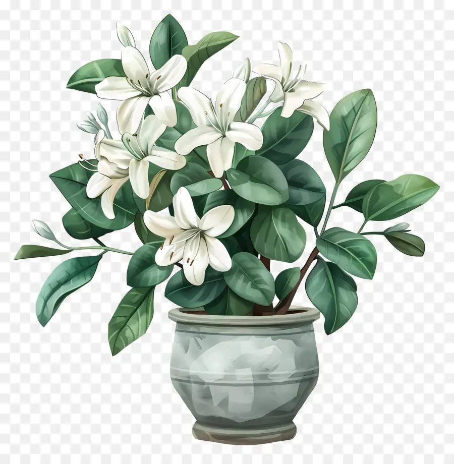 Flor De Jade Em Vasos，Flor Branca PNG