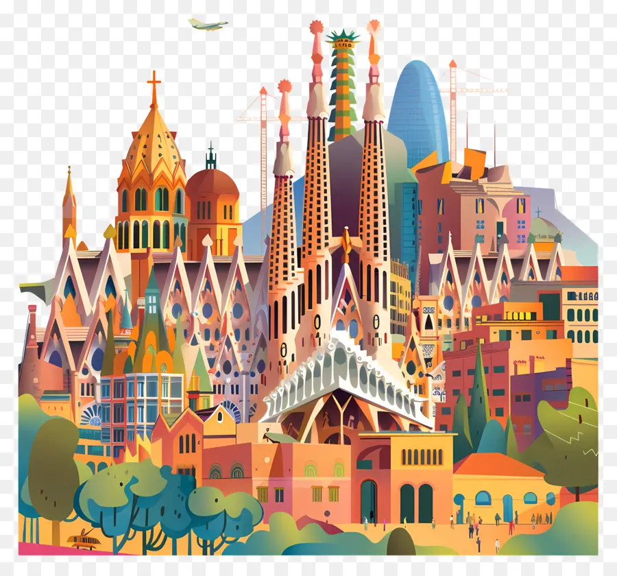Skyline Da Cidade De Barcelona，Sagrada Família PNG