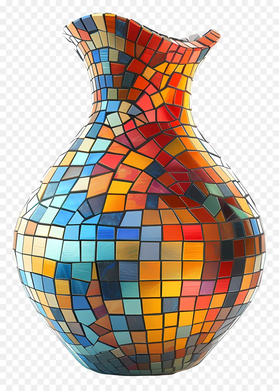 Vasico Em Mosaico，Vaso De Vidro Colorido PNG