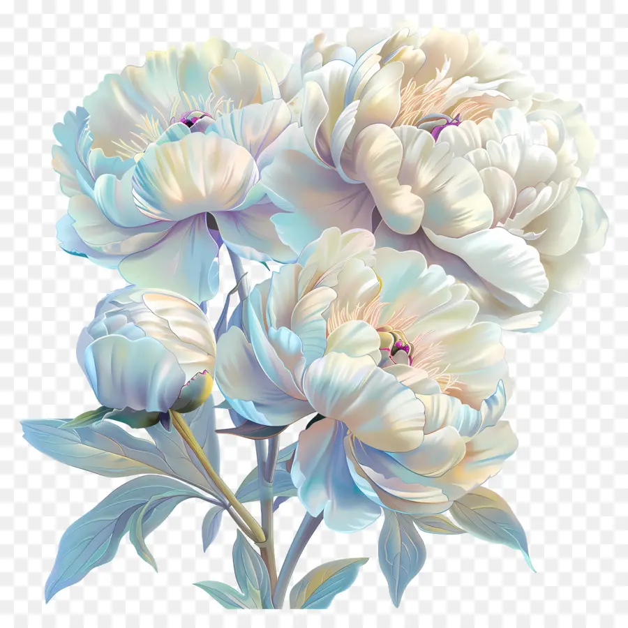 Peônias Brancas，Flores Peônias Brancas PNG