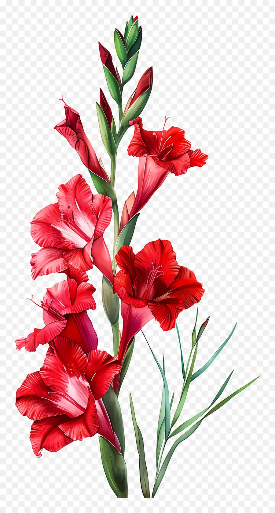 Gladioli Vermelho，Flores Vermelhas PNG