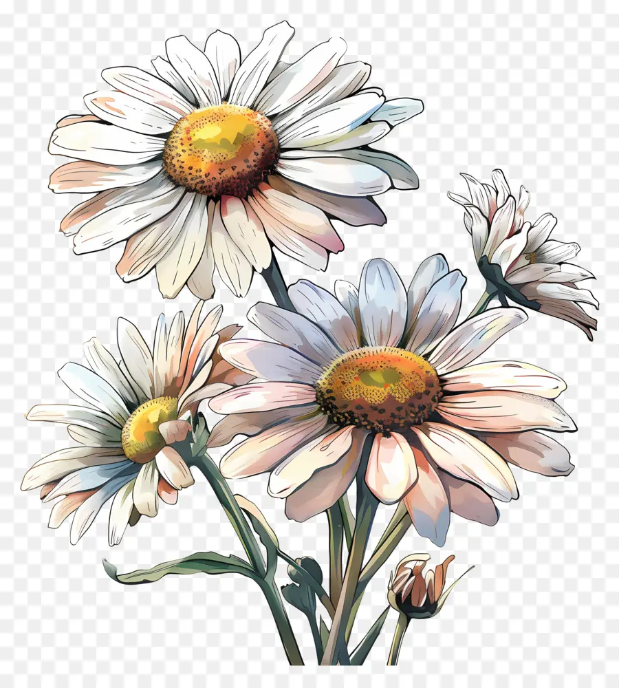 Daisies Flowers，Margarida Flor PNG