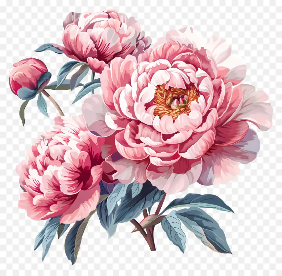 Peônias Rosa，Flores De Peônia Cor De Rosa PNG