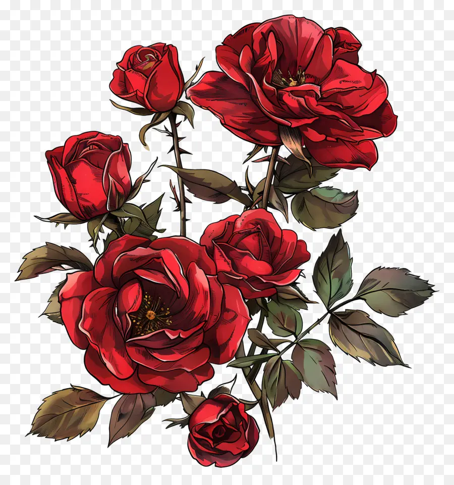 Rosas Vermelhas，Pintura PNG