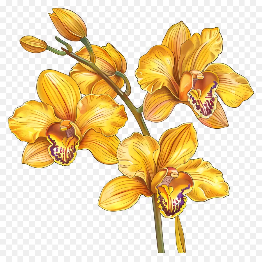 Orquídeas Amarelas，Pistilos De Flores PNG