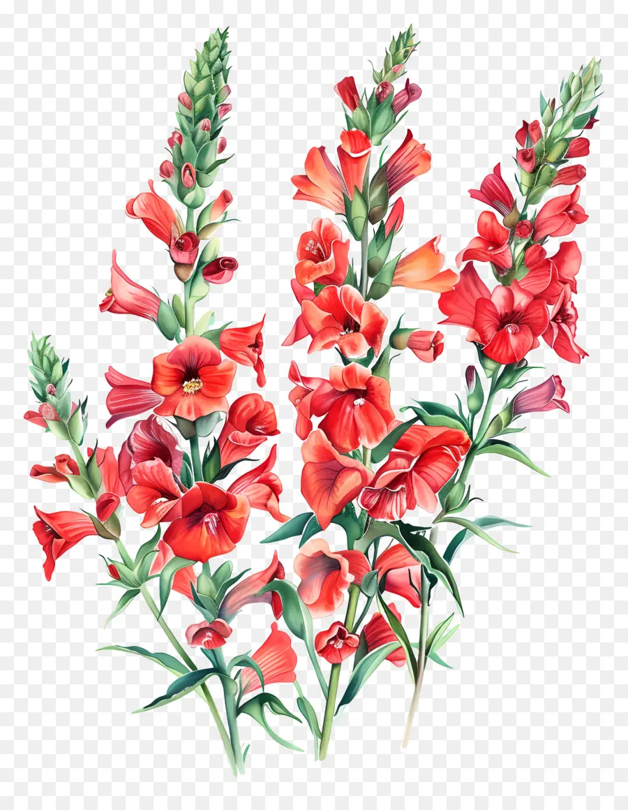 Flores De Snapdragons Vermelhos，Gladiolus Vermelho PNG