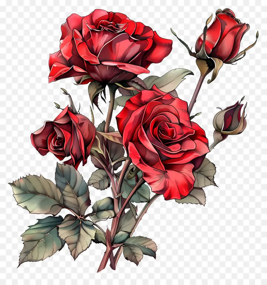Rosas Vermelhas，Flores PNG
