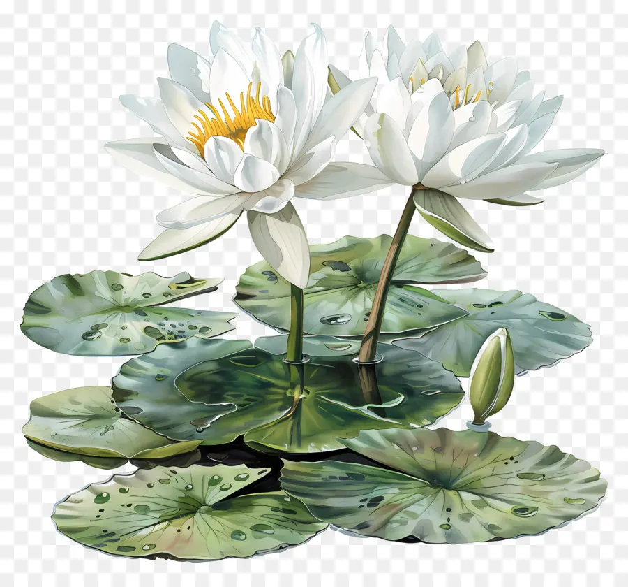 Lírios De água Branca，Flores De Lótus PNG