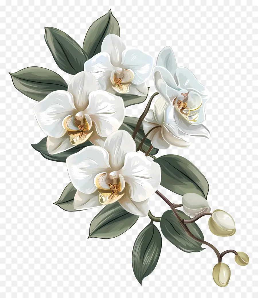 Orquídeas Brancas，White Orchid PNG