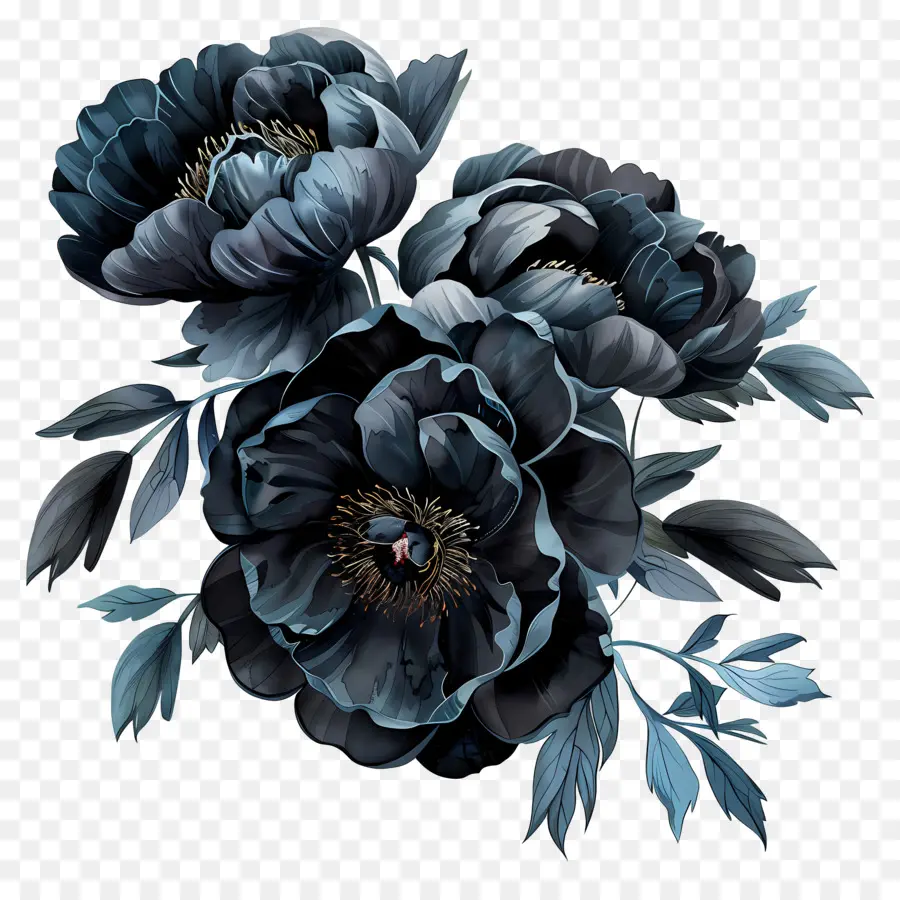 Peônias Negras，Black Rose PNG