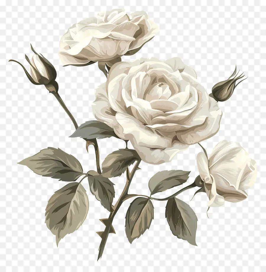 Rosas Brancas，Flores PNG
