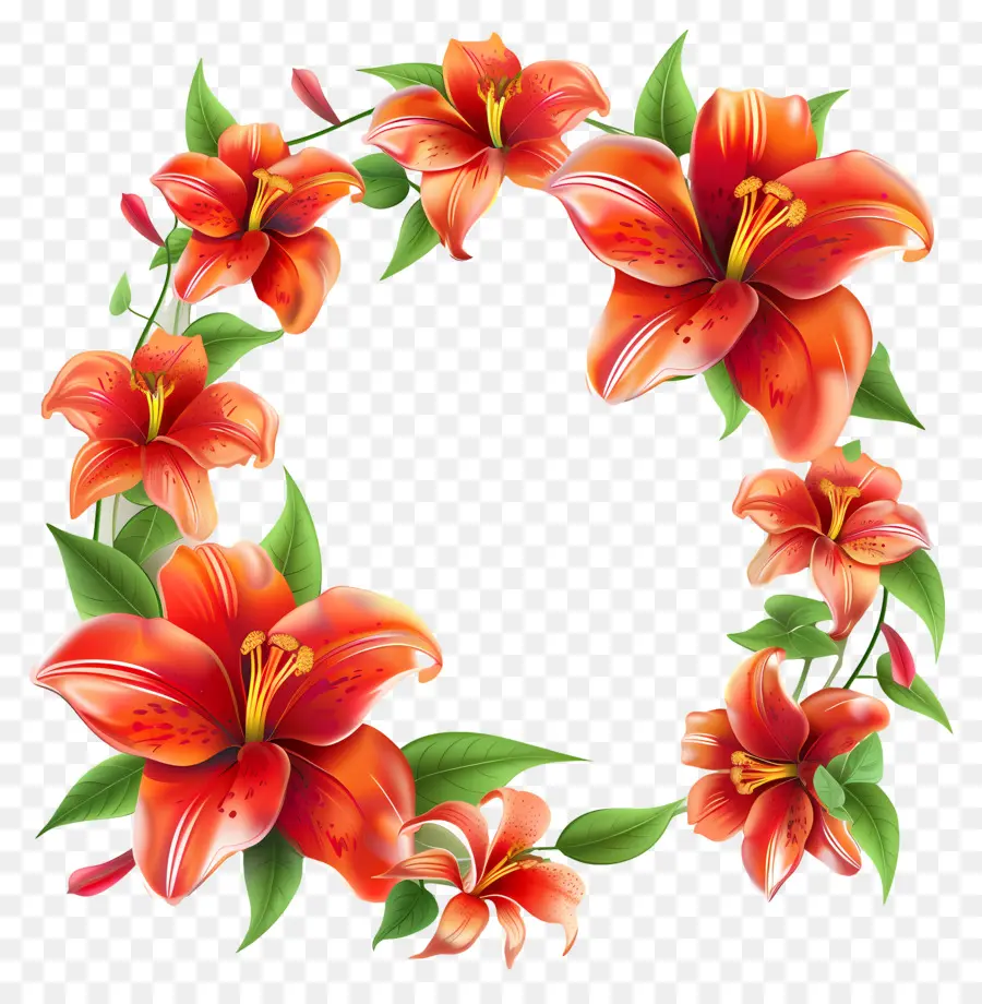 Flower Frame，Lírios De Laranja PNG