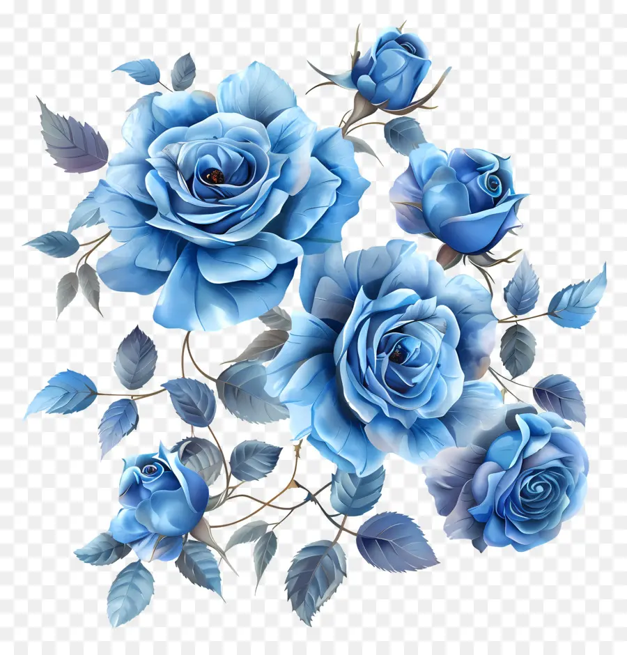 Rosas Azuis，Flores PNG