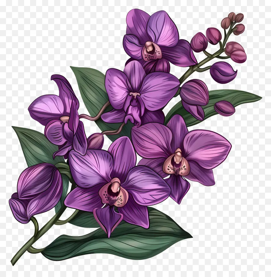 Roxo Orquídeas，Arranjo De Flores PNG