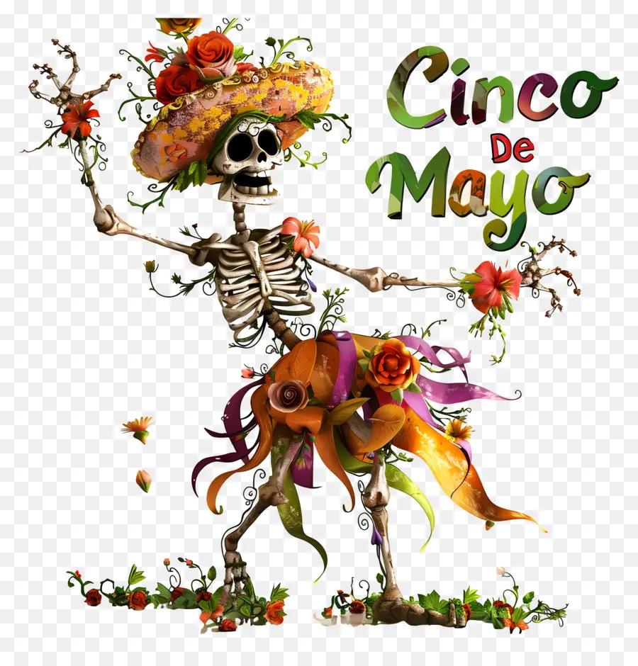 Cinco De Mayo，Esqueleto Mexicano PNG