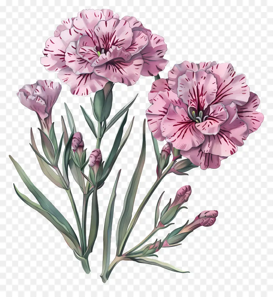 Flor De Dianthus，Cravos Cor De Rosa PNG