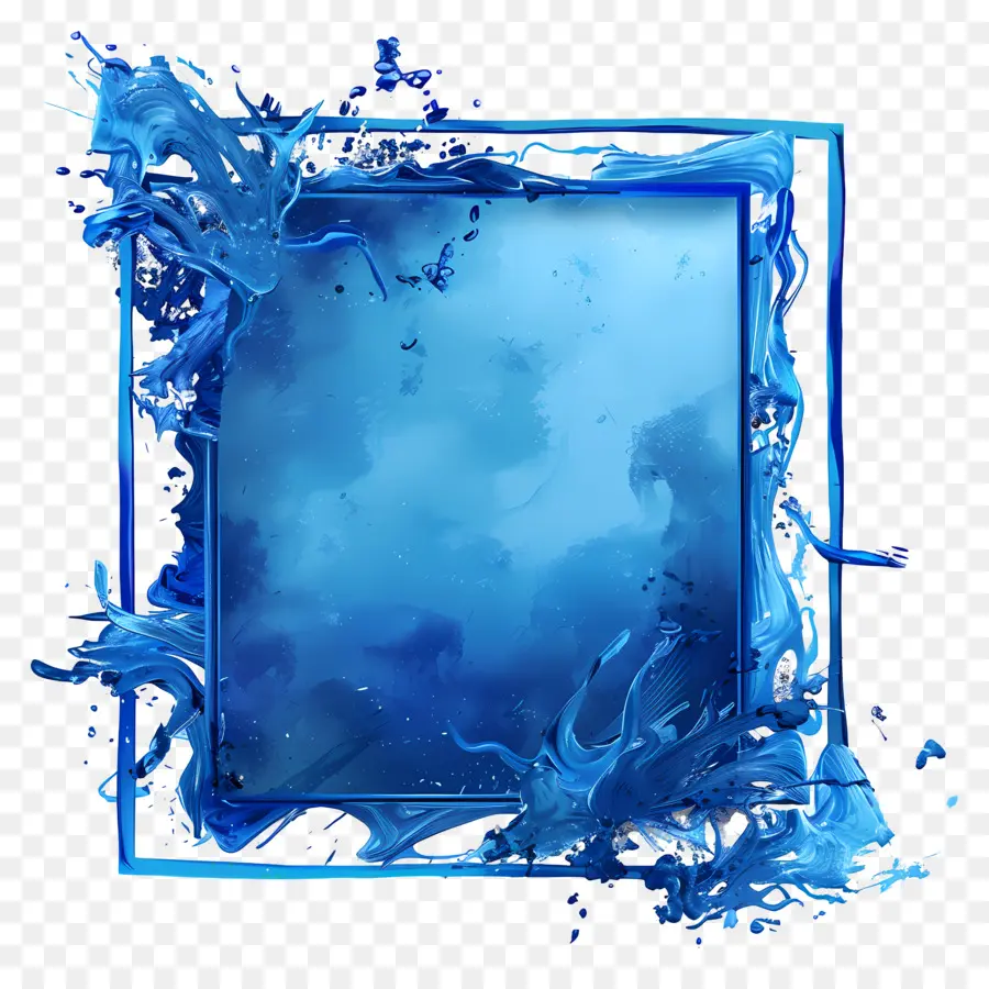 Retângulo Blue Frame，As Gotas De água PNG