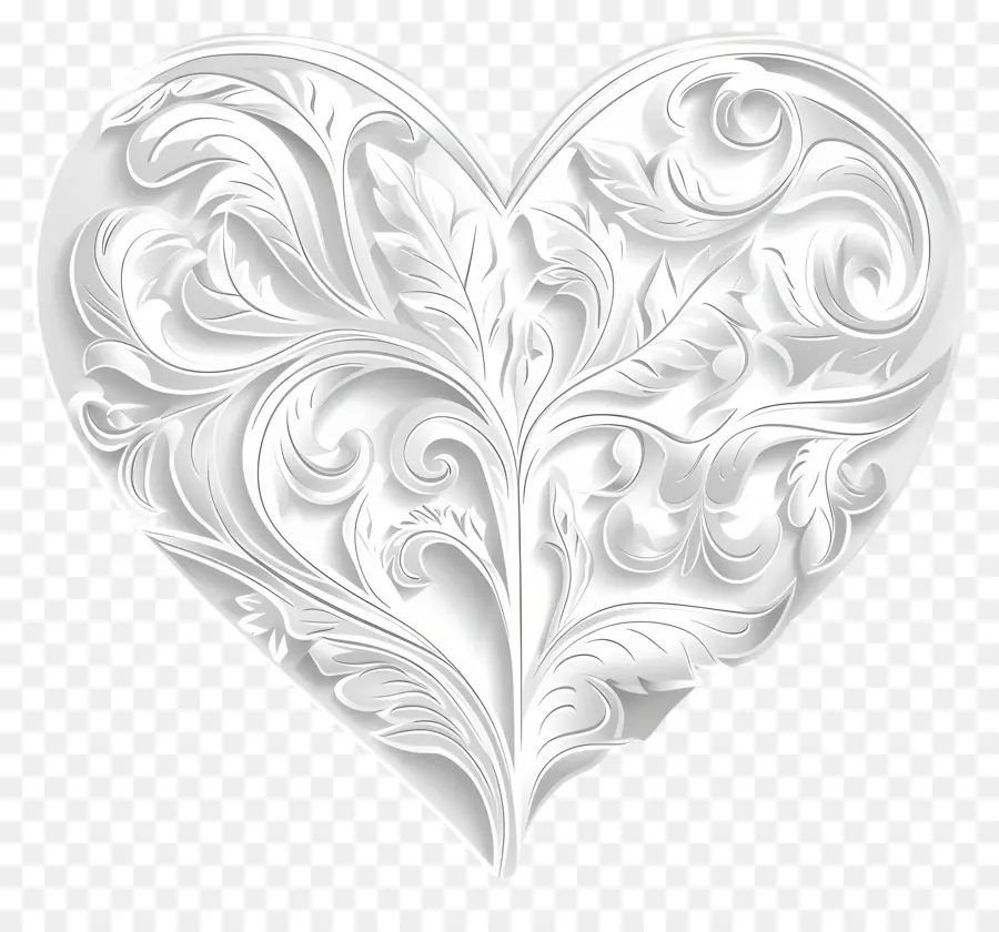 Branco Coração，Desenho De Coração PNG
