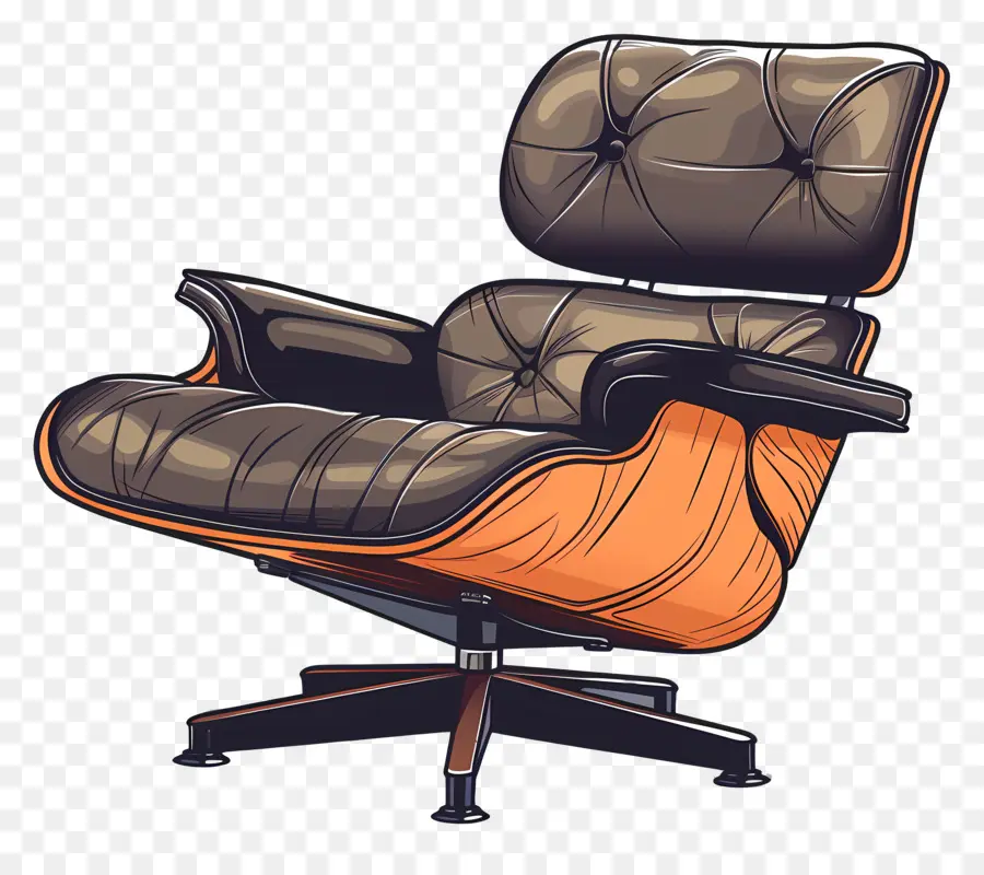 Eames Lounge Chair，Poltrona De Couro PNG